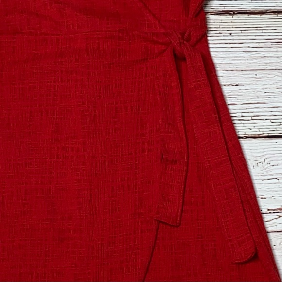 Madewell Texture & Thread Red Crosshatch Side-Tie Dress Sz S - Picture 9 of 14